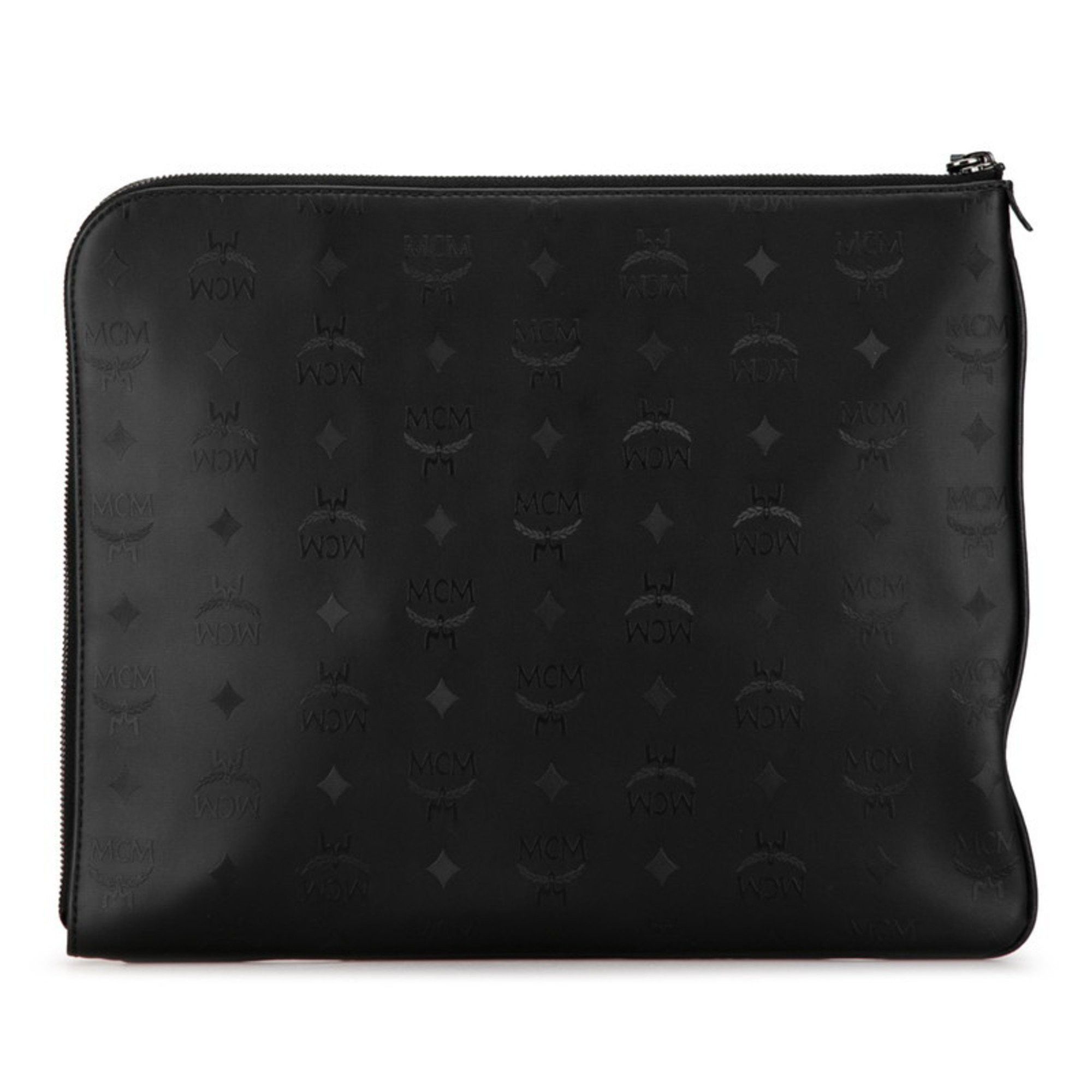 MCM MCM Visetos Glam Studs Clutch Bag Second Black Silver PVC Leather Women's Size ONE SIZE - 3 Thumbnail