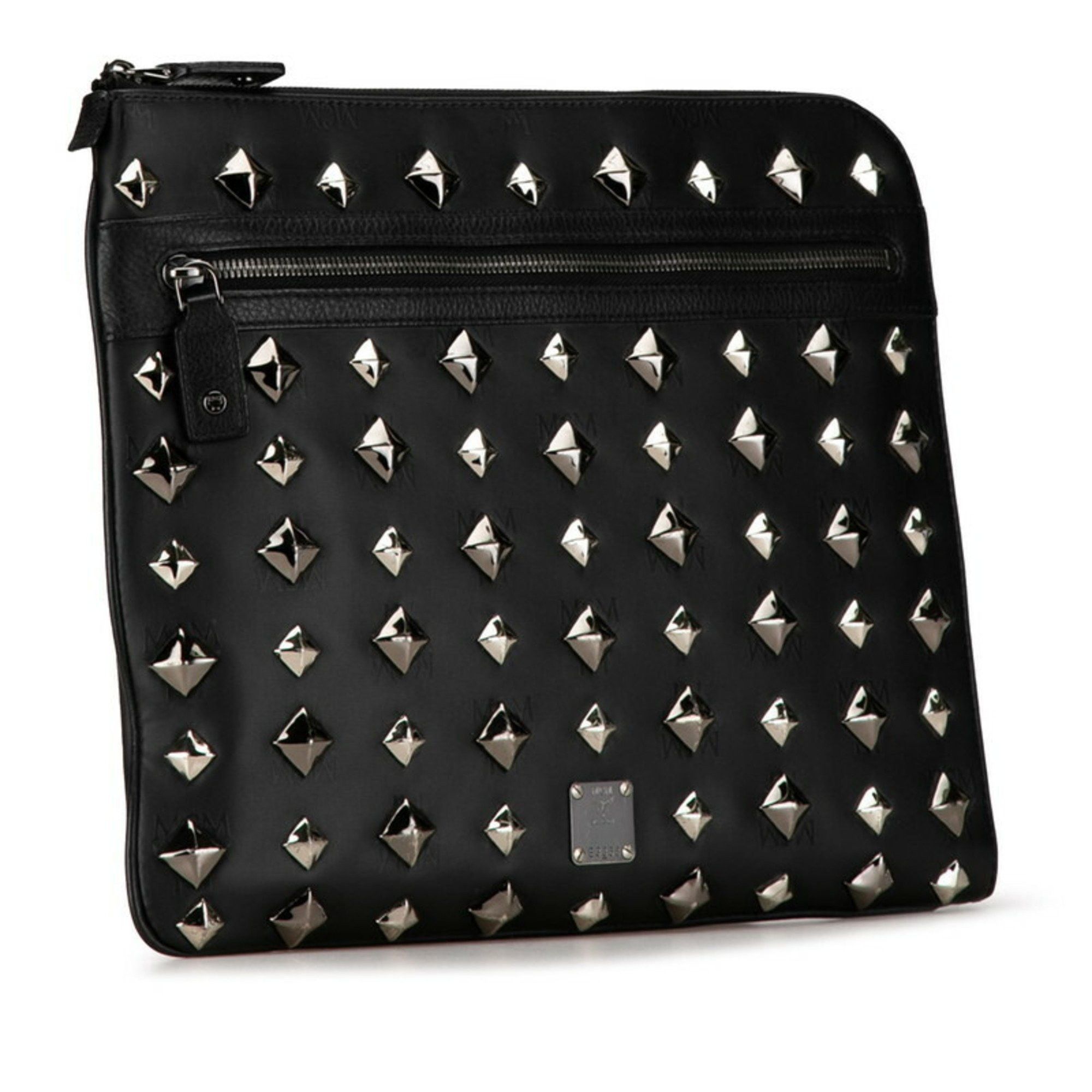 MCM MCM Visetos Glam Studs Clutch Bag Second Black Silver PVC Leather Women's Size ONE SIZE - 2 Thumbnail