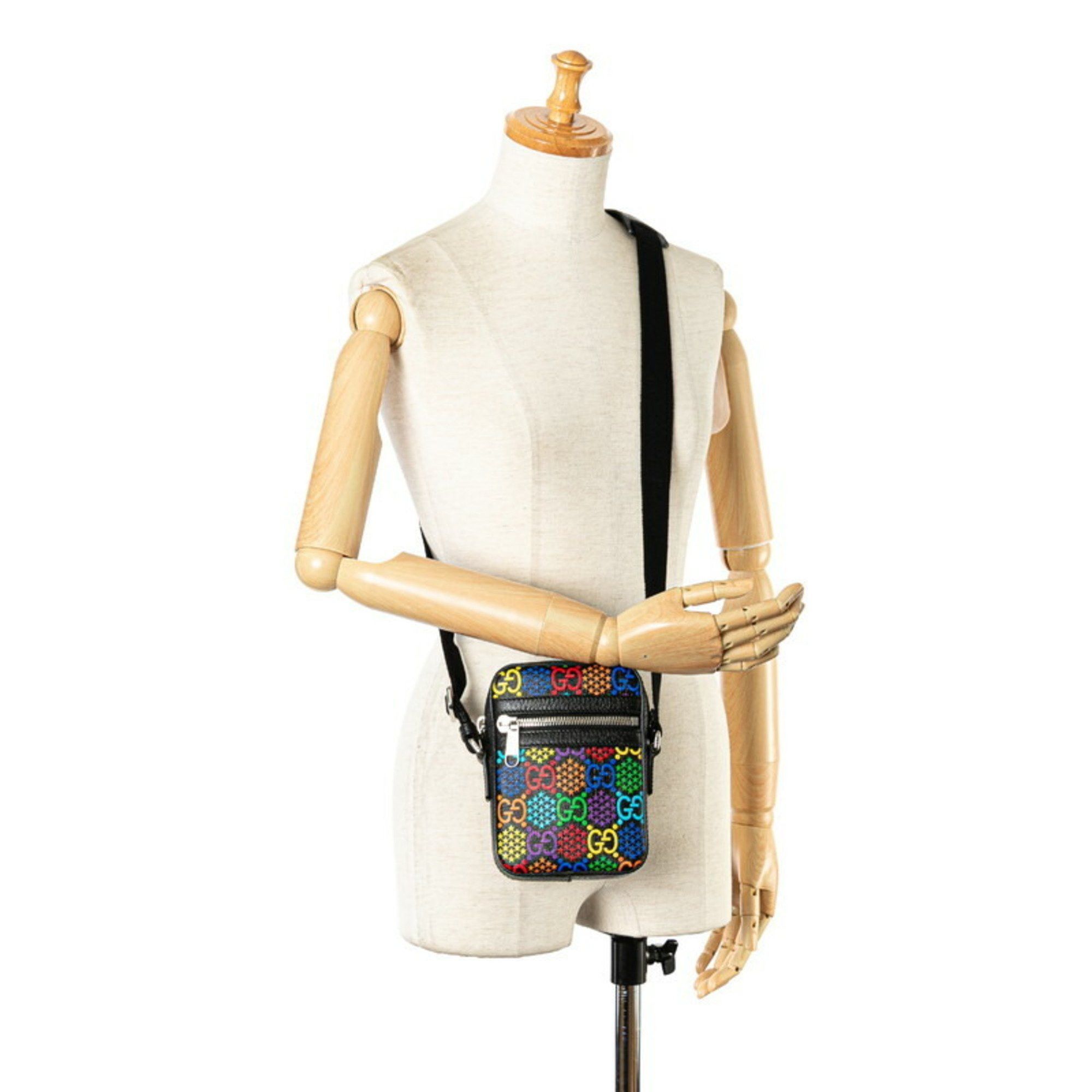 Gucci GG Psychedelic Shoulder Bag 598103 Black Multicolor PVC