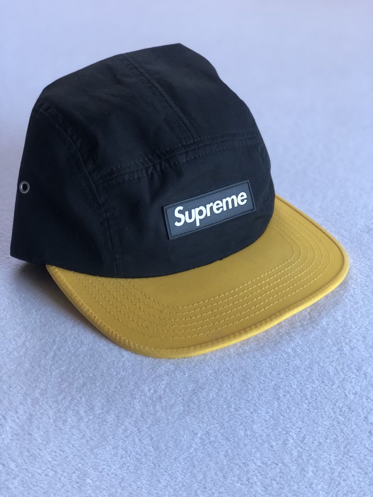 Supreme Tri Color Rubber Logo Camp Cap | Grailed