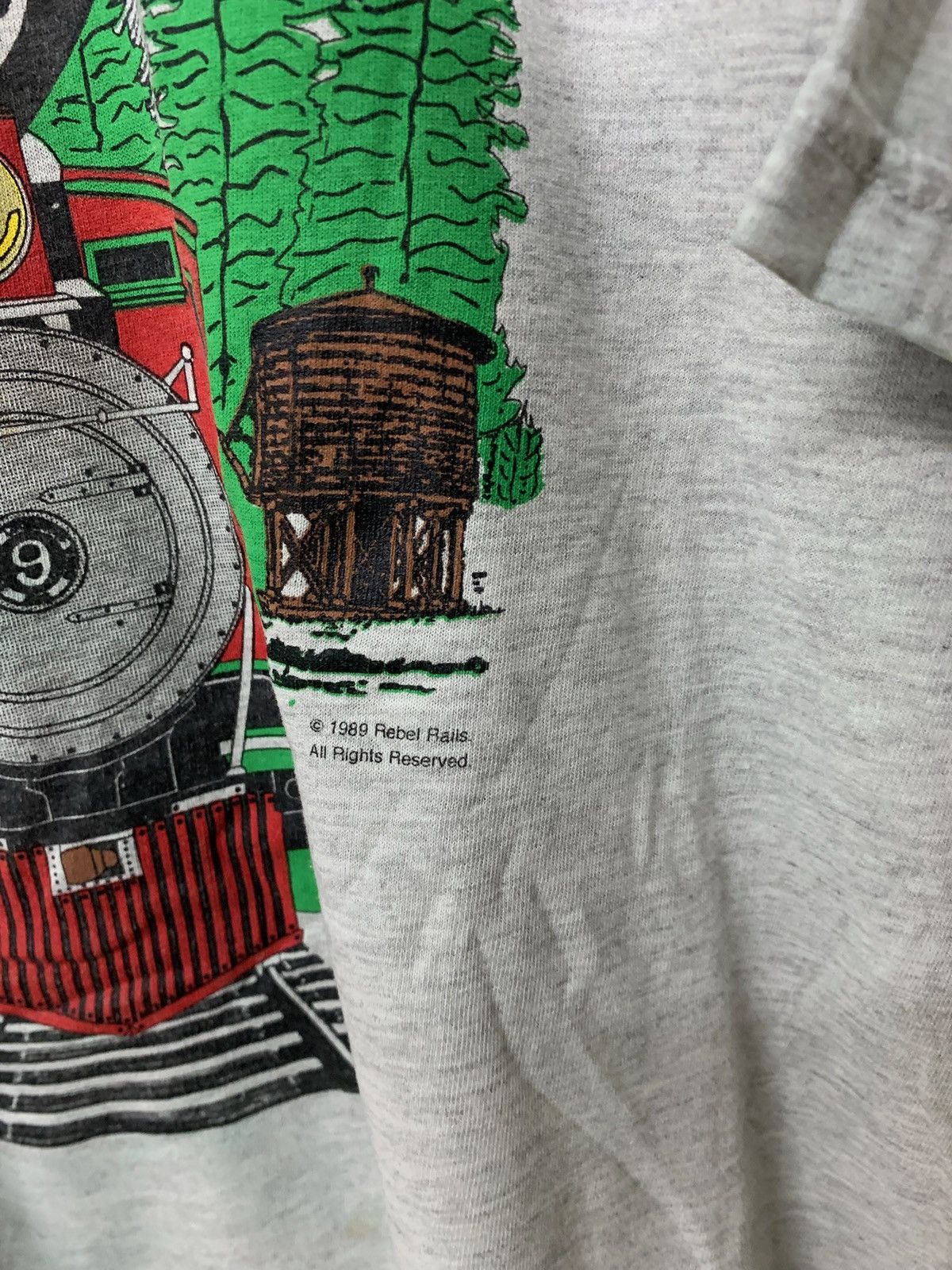 Vintage Vintage Train Forest Print Tee Size US XL / EU 56 / 4 - 4 Thumbnail