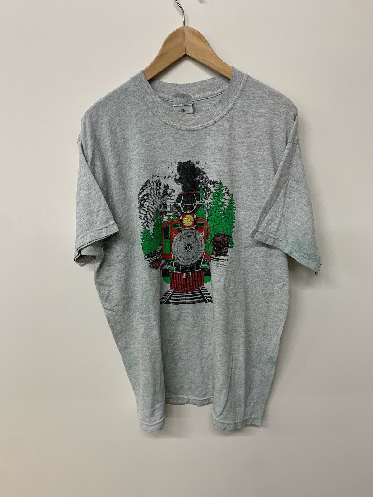Vintage Vintage Train Forest Print Tee Size US XL / EU 56 / 4 - 1 Thumbnail
