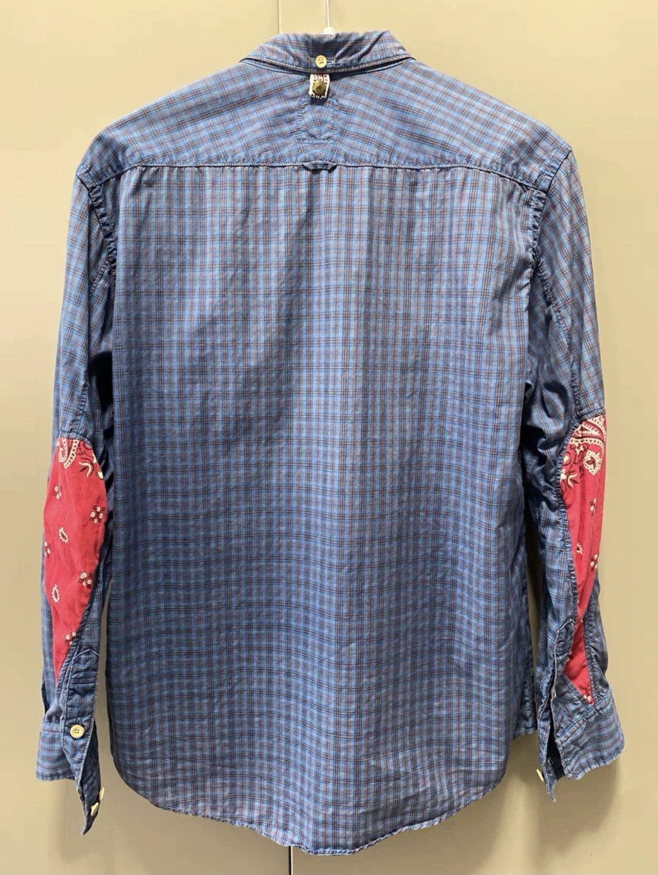 Visvim ICT Albacore out-of-print blue drip wood button shirt