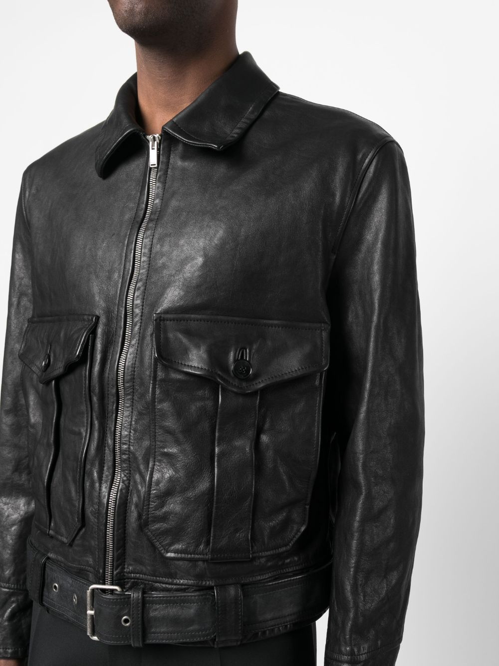 Saint Laurent Paris Blouson Aviateur Nappa Vegetal Noir Size US M / EU 48-50 / 2 - 2 Thumbnail