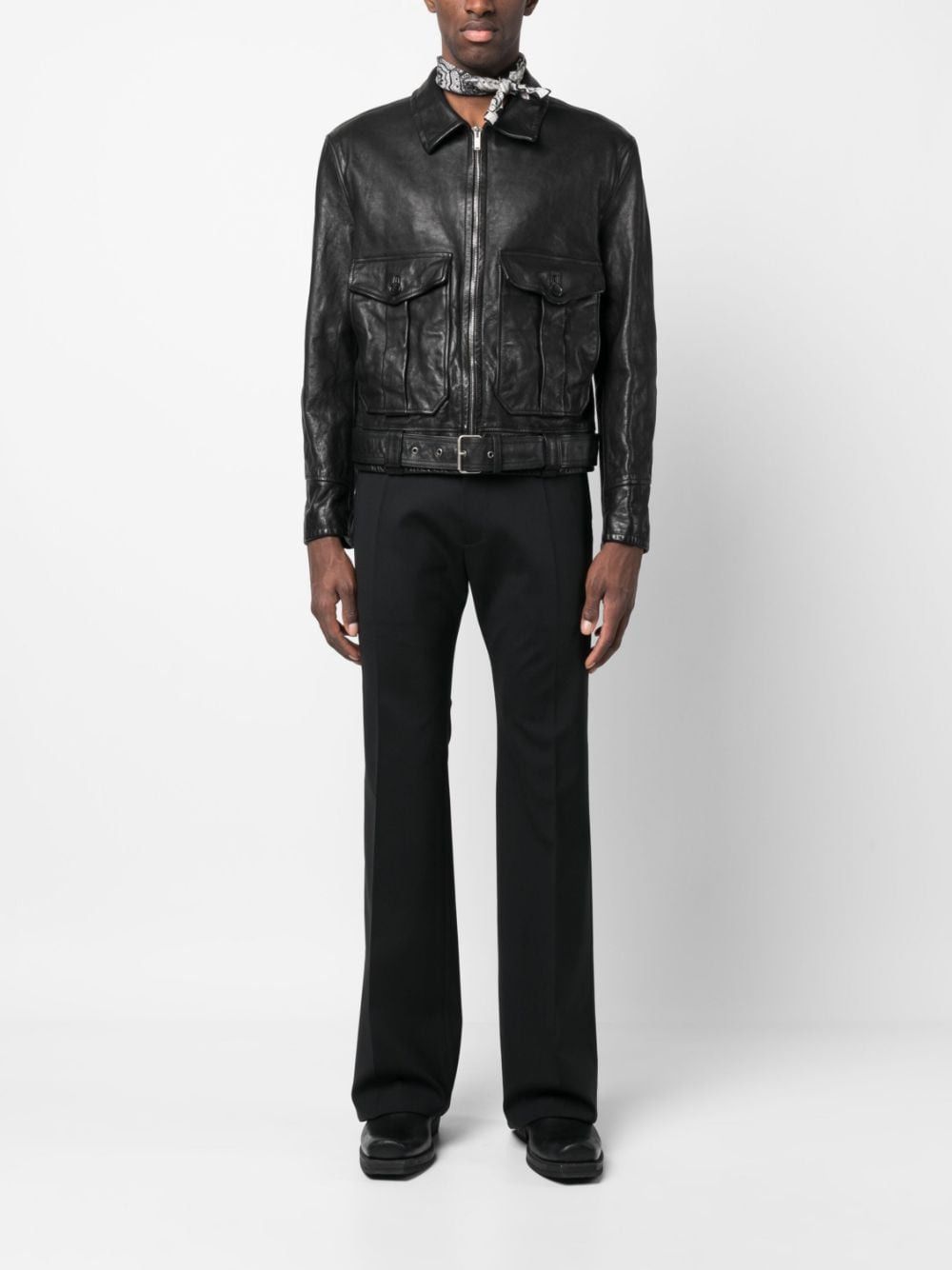 Saint Laurent Paris Blouson Aviateur Nappa Vegetal Noir Size US XL / EU 56 / 4 - 2 Thumbnail
