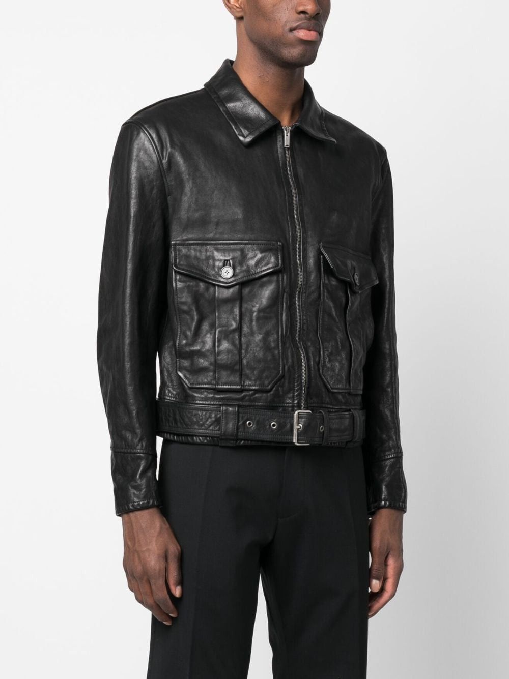 Saint Laurent Paris Blouson Aviateur Nappa Vegetal Noir Size US XL / EU 56 / 4 - 3 Thumbnail