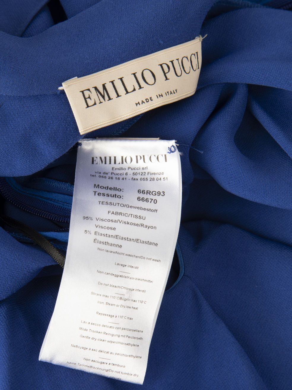 Emilio Pucci Blue Ruffle Neck Tie Dress Size XS / US 0-2 / IT 36-38 - 8 Thumbnail