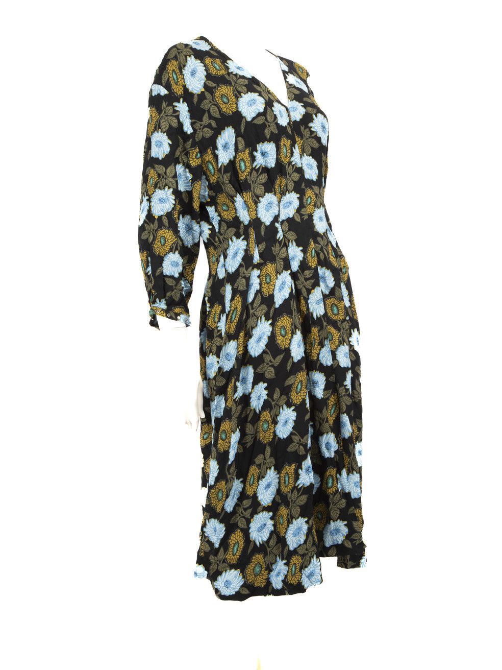 Sandro Floral V-Neck Midi Dress Size M / US 6-8 / IT 42-44 - 2 Thumbnail