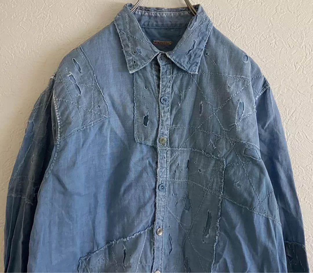 Kapital kapital authentic Japanese made old blue dyed boro ragged antique cloth patch shirt Size US L / EU 52-54 / 3 - 2 Thumbnail