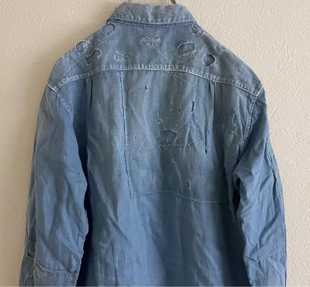 Kapital kapital authentic Japanese made old blue dyed boro ragged antique cloth patch shirt Size US L / EU 52-54 / 3 - 5 Thumbnail