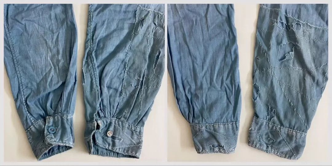 Kapital kapital authentic Japanese made old blue dyed boro ragged antique cloth patch shirt Size US L / EU 52-54 / 3 - 7 Thumbnail