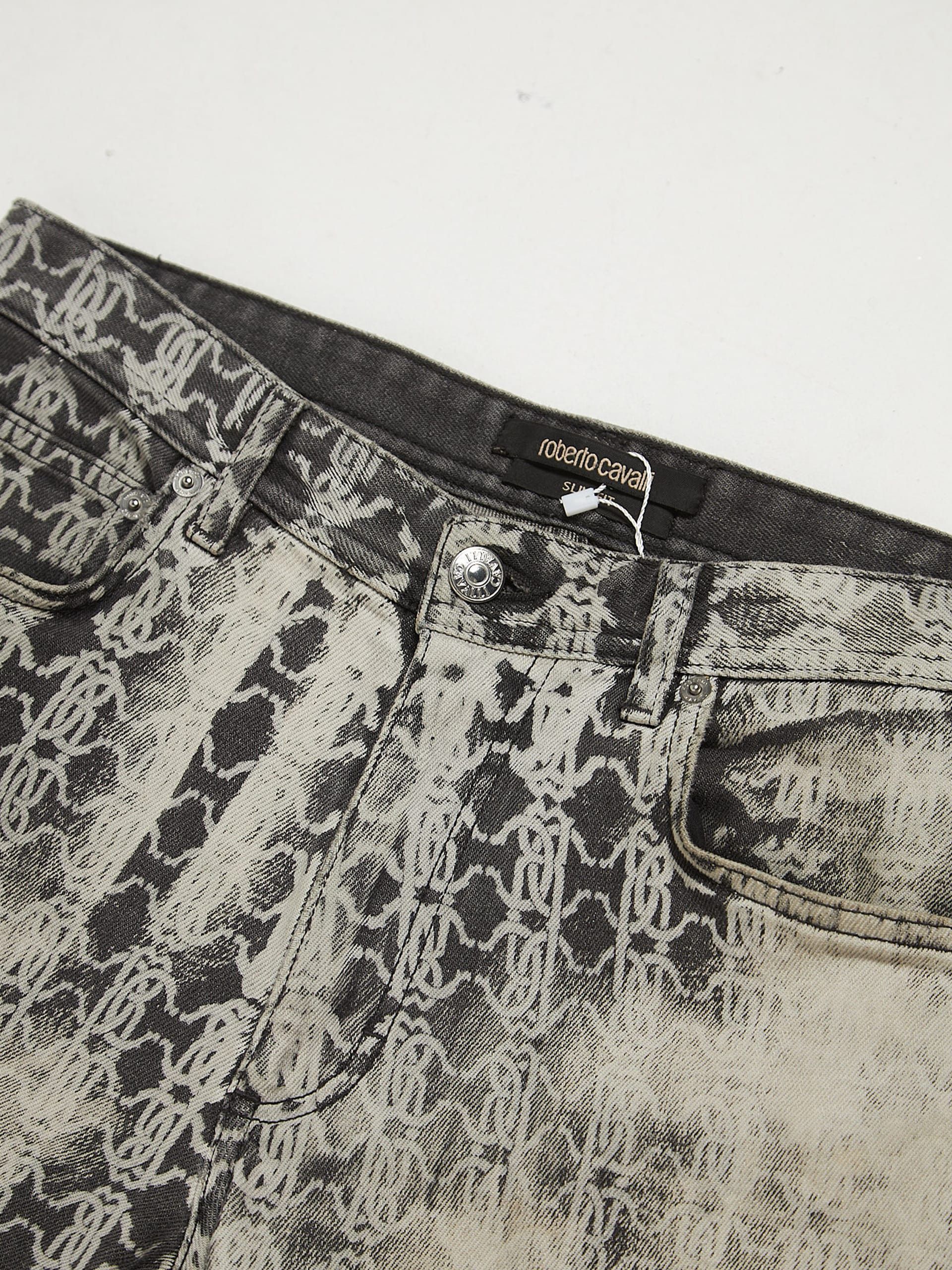 Roberto Cavalli Gray Monogram Jeans Size US 30 / EU 46 - 3 Thumbnail