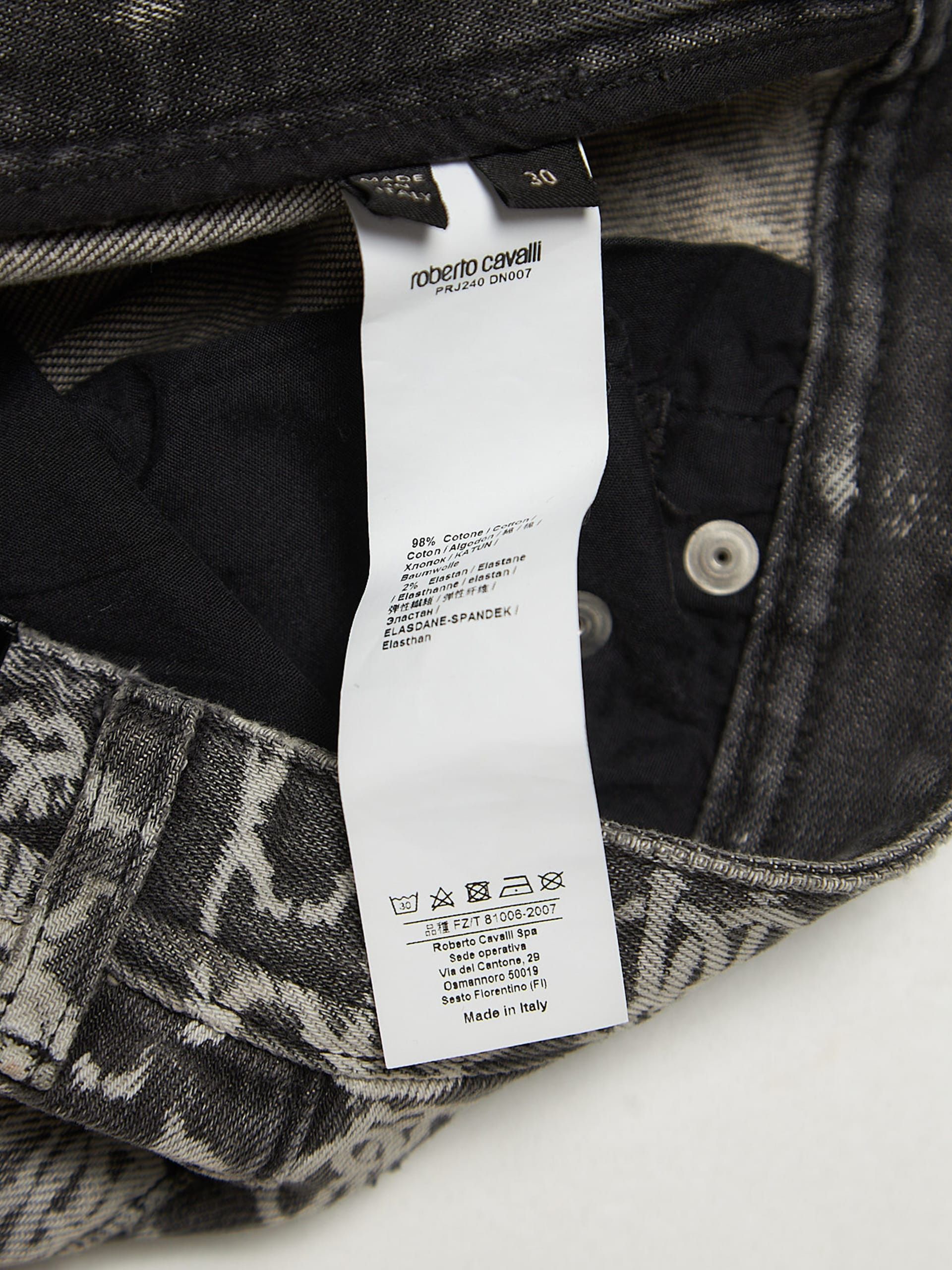 Roberto Cavalli Gray Monogram Jeans Size US 30 / EU 46 - 4 Thumbnail