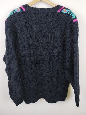 Vintage Vintage 90s cableknit Sweater IVY Floral Pattern Size M Size US M / EU 48-50 / 2 - 4 Thumbnail