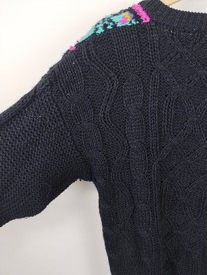 Vintage Vintage 90s cableknit Sweater IVY Floral Pattern Size M Size US M / EU 48-50 / 2 - 5 Thumbnail