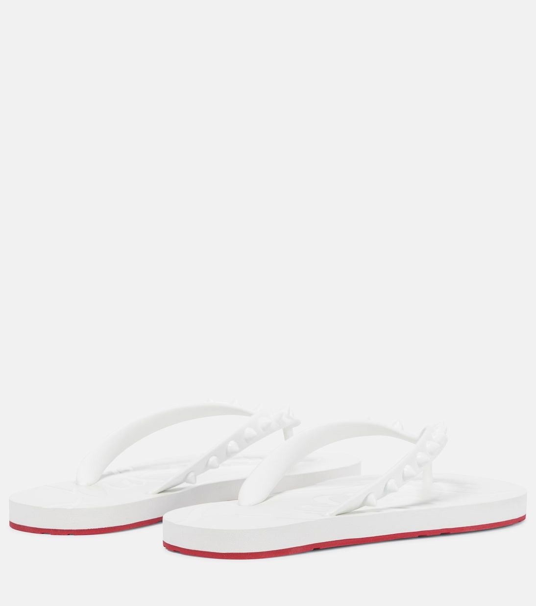 Christian Louboutin Super Loubi studded rubber flip flops in white Size US 6 / EU 39 - 2 Thumbnail