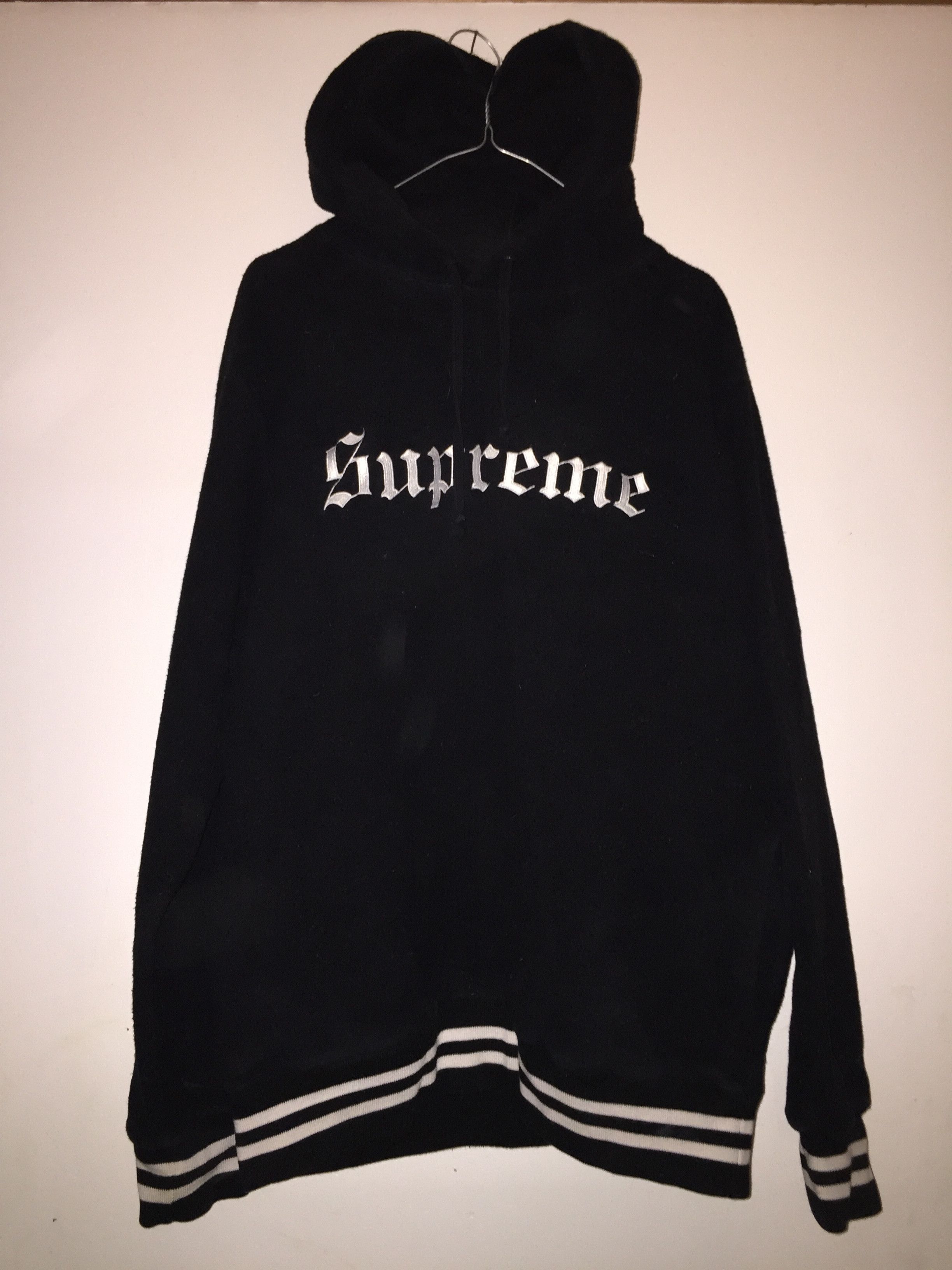 Supreme Black Supreme Old English font hoodie | Grailed