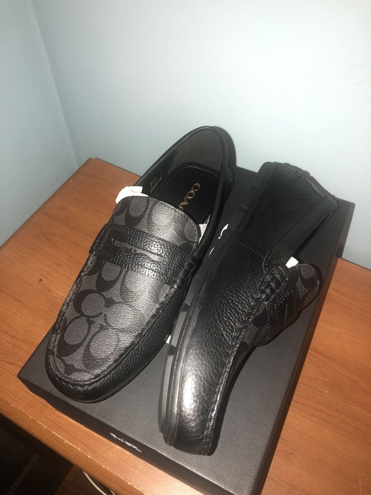 Coach Coach Size 10.5 Mens Black Smoke 100 Leather Body Mott