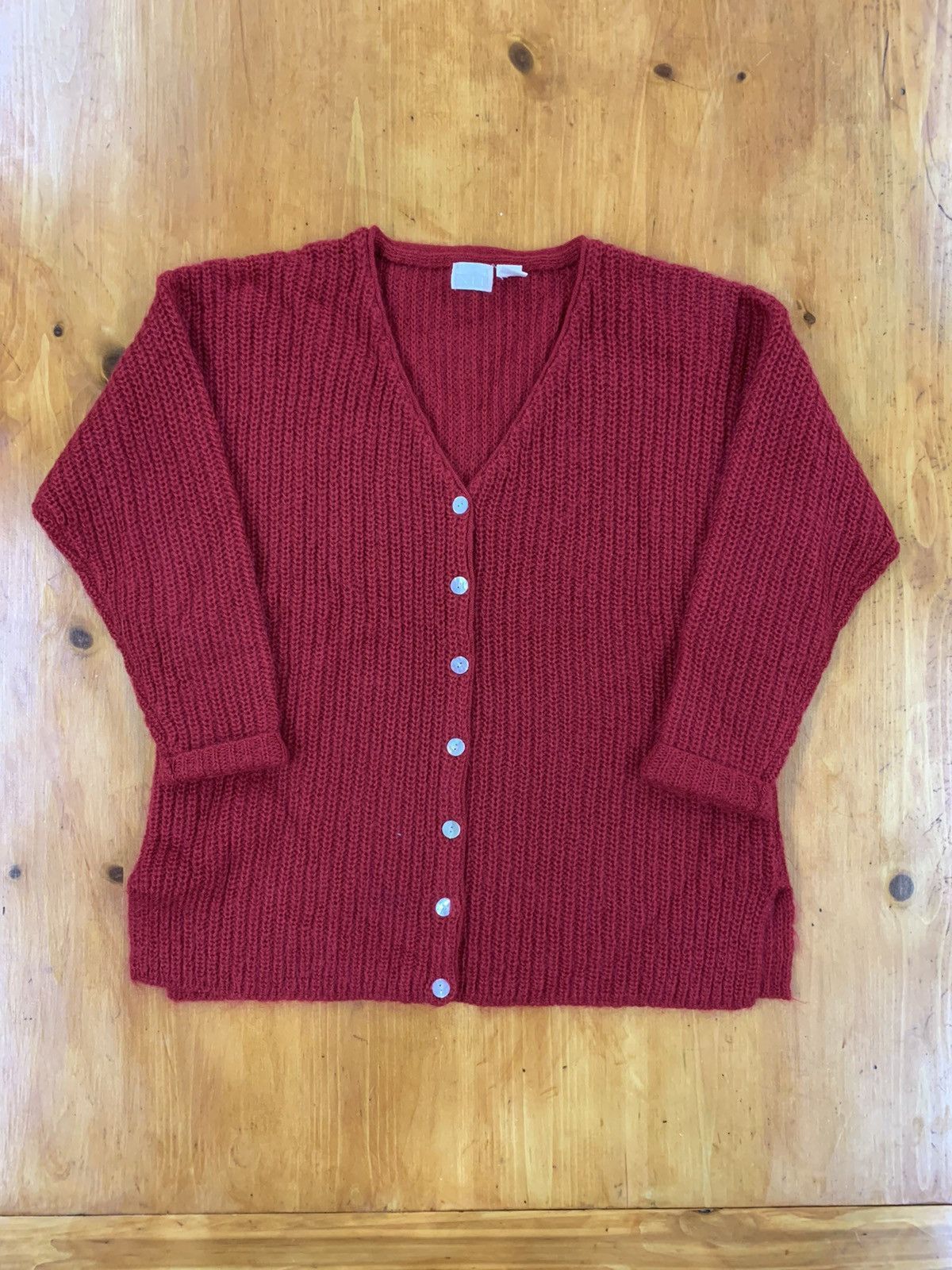 Vintage Vintage 80s Mohair Red Knit Cardigan Size US L / EU 52-54 / 3 - 3 Thumbnail