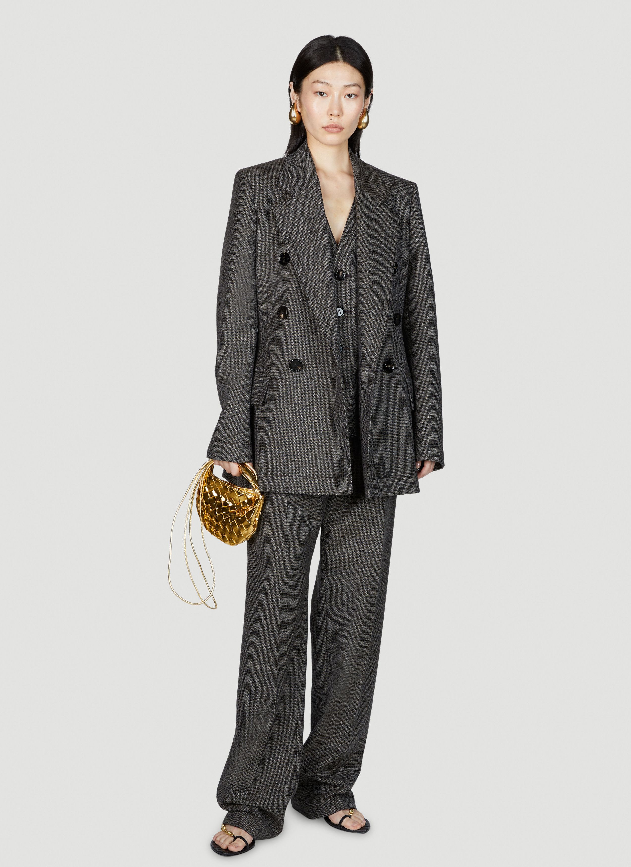 Bottega Veneta Houdstooth Wool Blazer Size S / US 4 / IT 40 - 2 Thumbnail