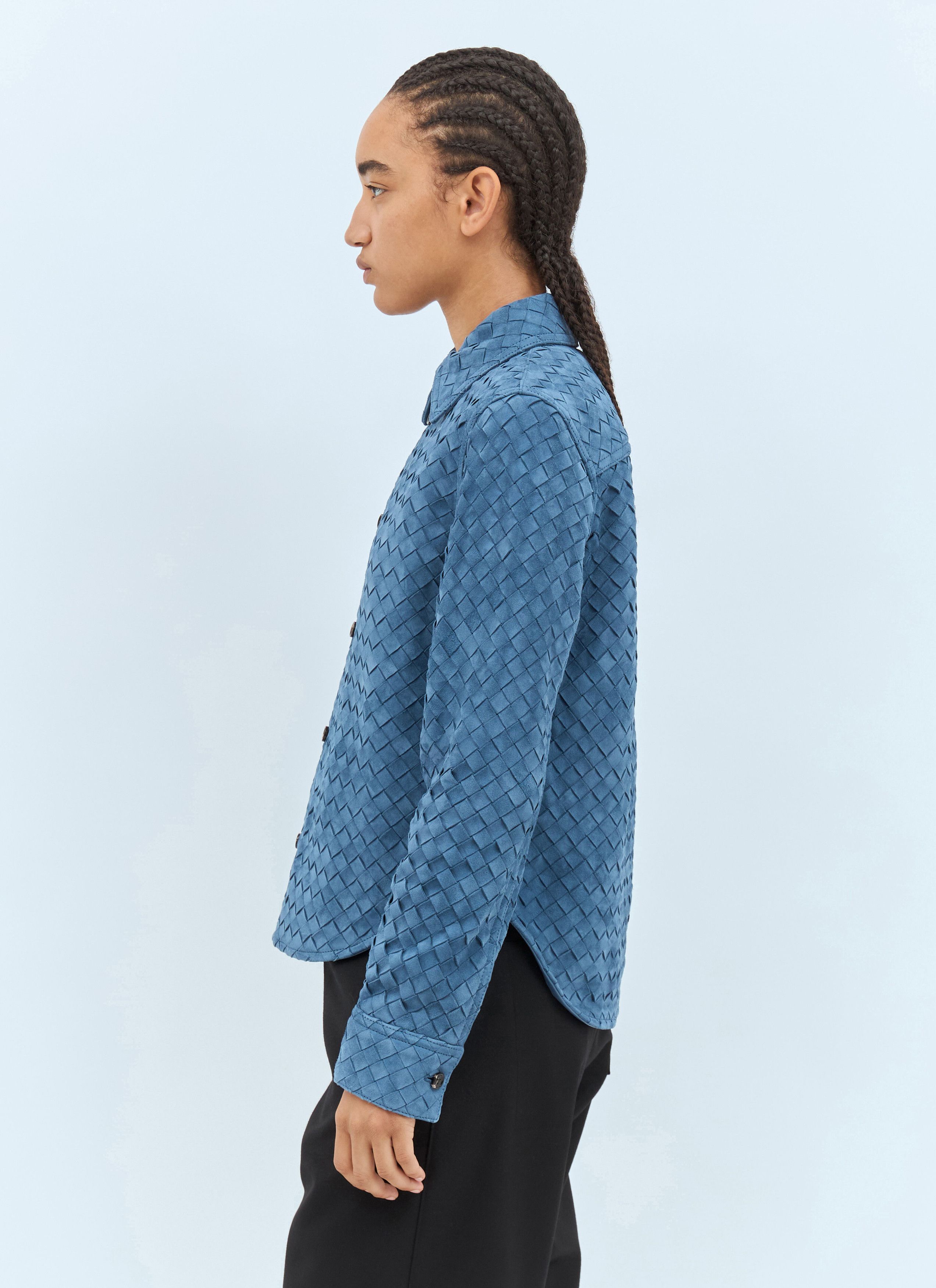 Bottega Veneta Intrecciato Suede Shirt Size XS / US 0-2 / IT 36-38 - 2 Thumbnail