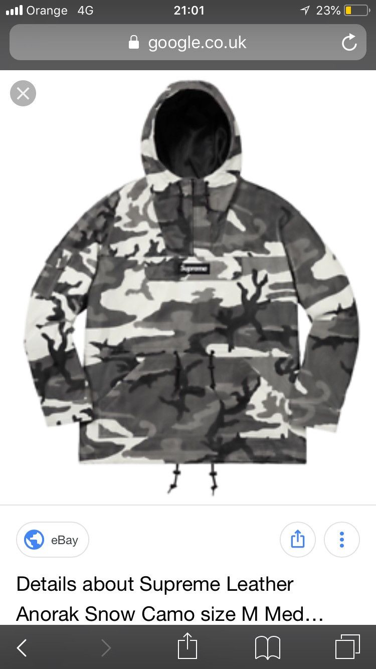 Supreme Supreme Leather Anorak Snow Camo