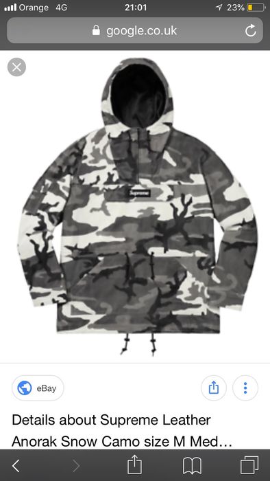 Supreme Supreme Leather Anorak Snow Camo | Grailed