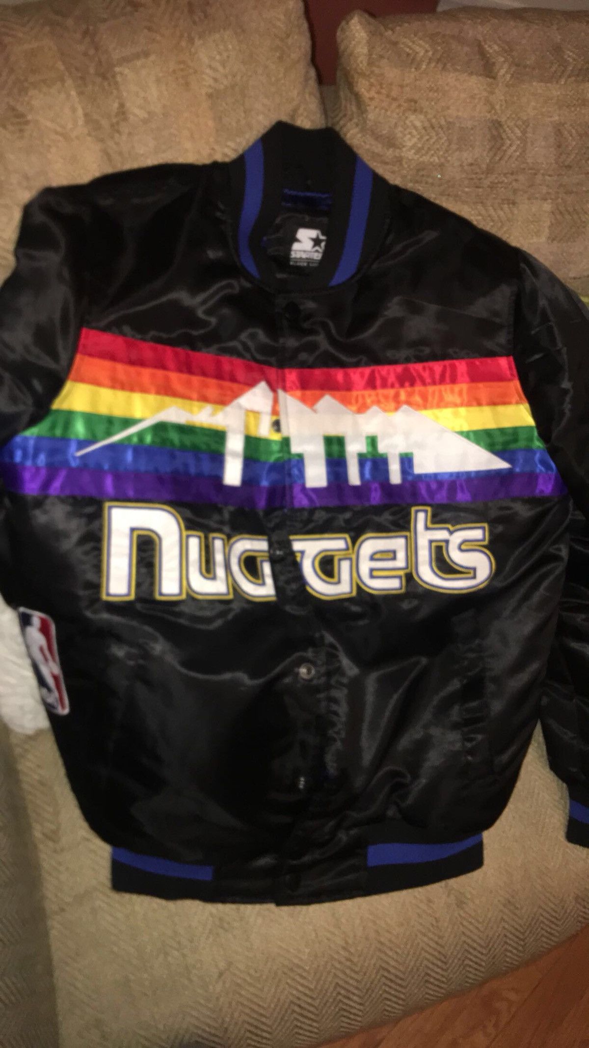 Starter Black Label Retro store Denver Nuggers Satin Jacket Sz L NBA