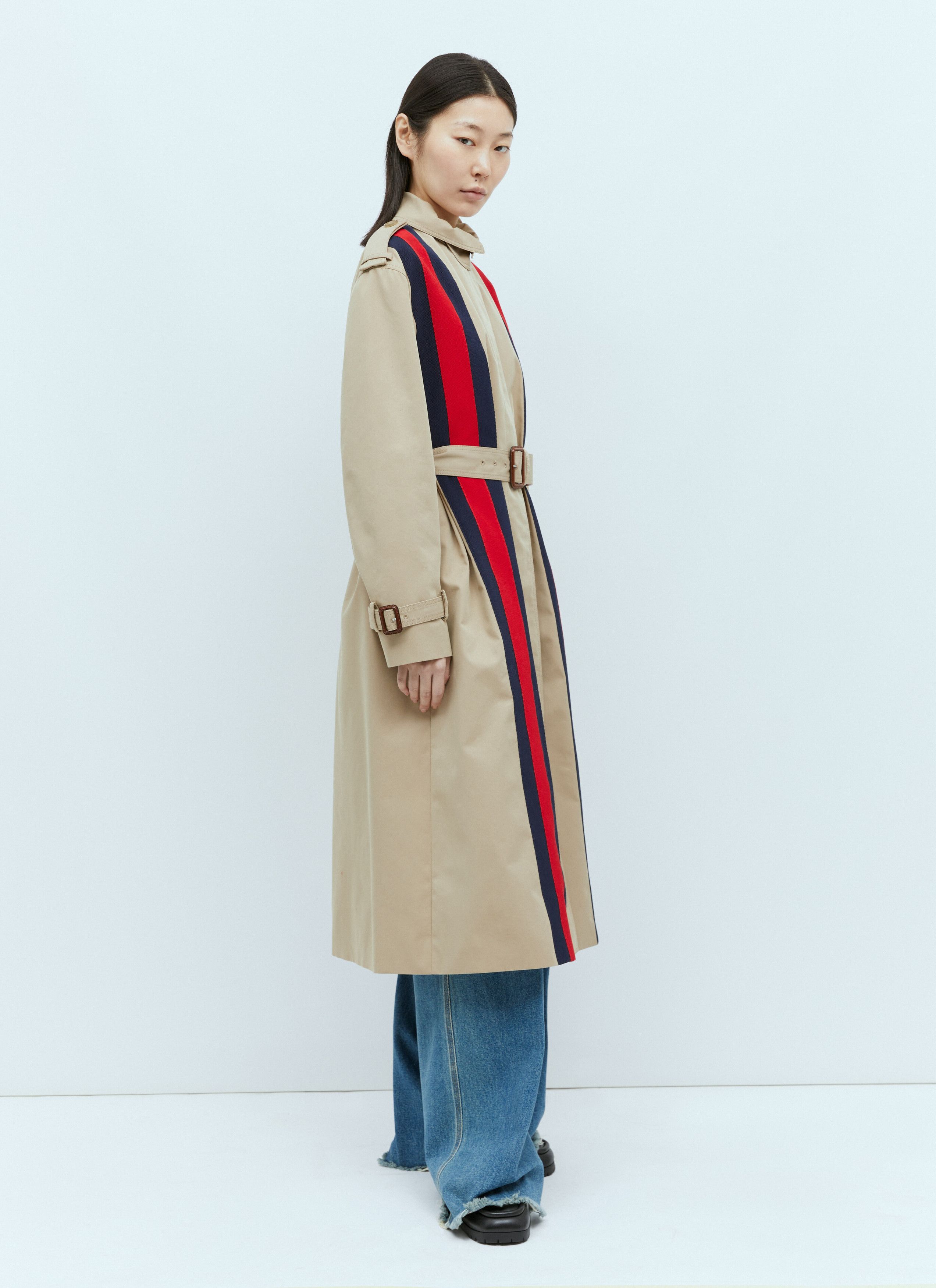 Gucci Gabardine Trench Coat With Web Stripe Size XS / US 0-2 / IT 36-38 - 3 Thumbnail