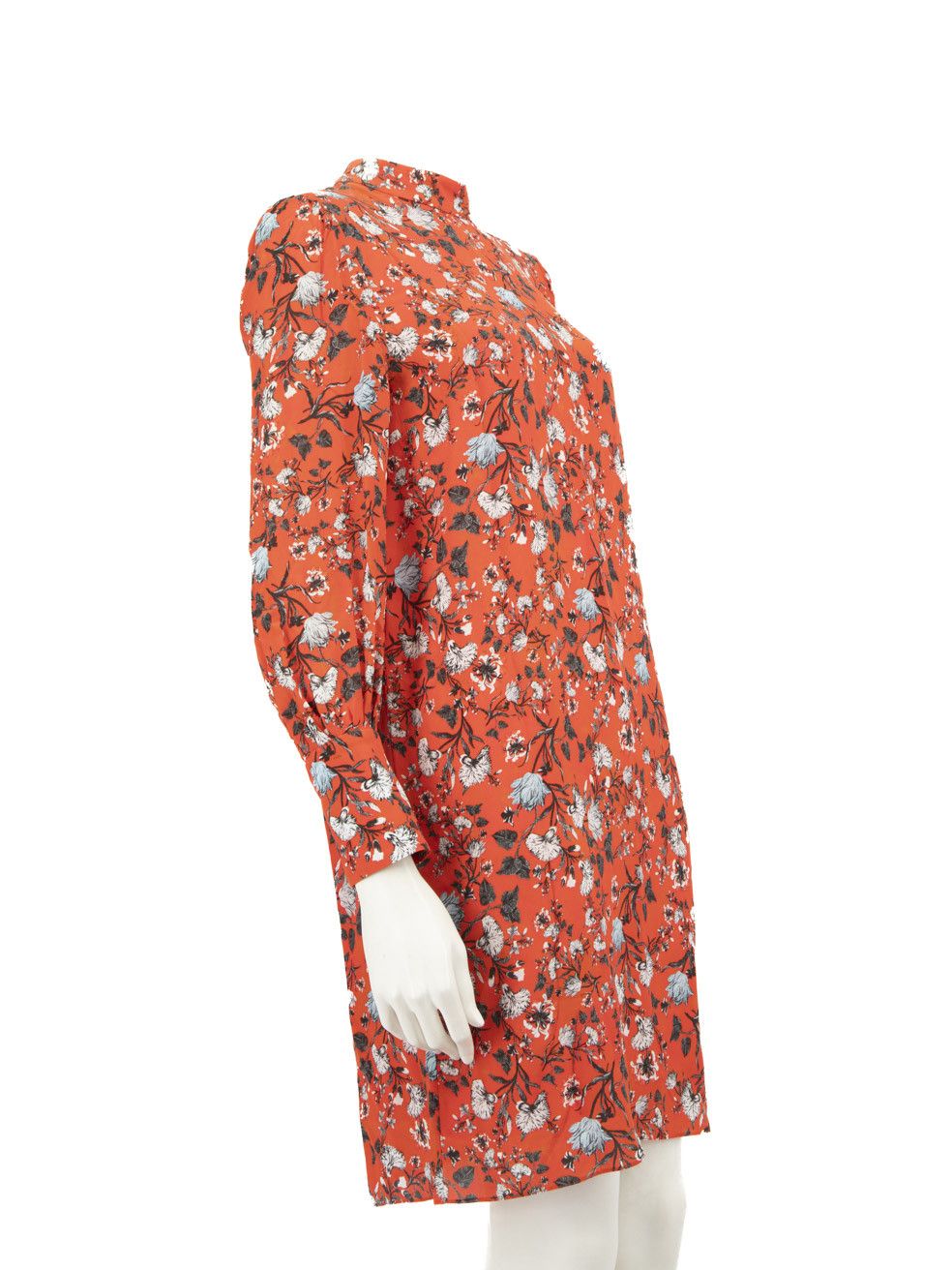 Erdem Red Silk Floral Printed Mock Neck Dress Size M / US 6-8 / IT 42-44 - 2 Thumbnail