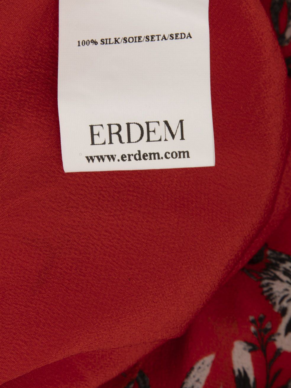 Erdem Red Silk Floral Printed Mock Neck Dress Size M / US 6-8 / IT 42-44 - 6 Thumbnail