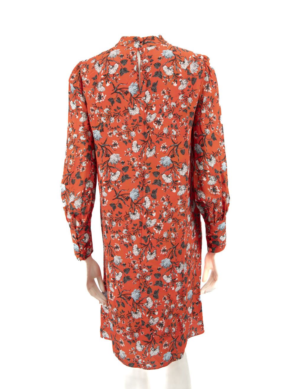 Erdem Red Silk Floral Printed Mock Neck Dress Size M / US 6-8 / IT 42-44 - 3 Thumbnail