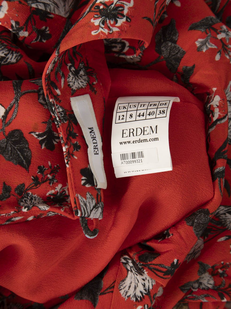 Erdem Red Silk Floral Printed Mock Neck Dress Size M / US 6-8 / IT 42-44 - 5 Thumbnail