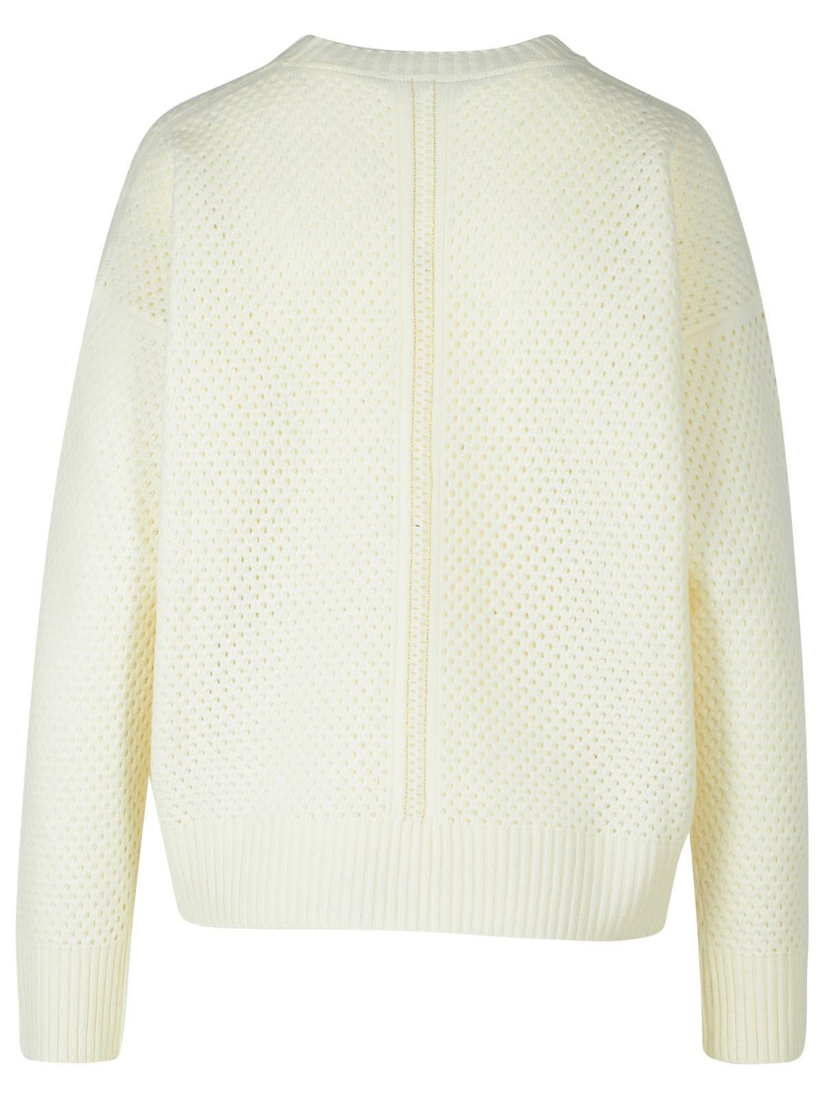 Fabiana Filippi FABIANA FILIPPI Cream Wool Blend Sweater Size L / US 10 / IT 46 - 3 Thumbnail