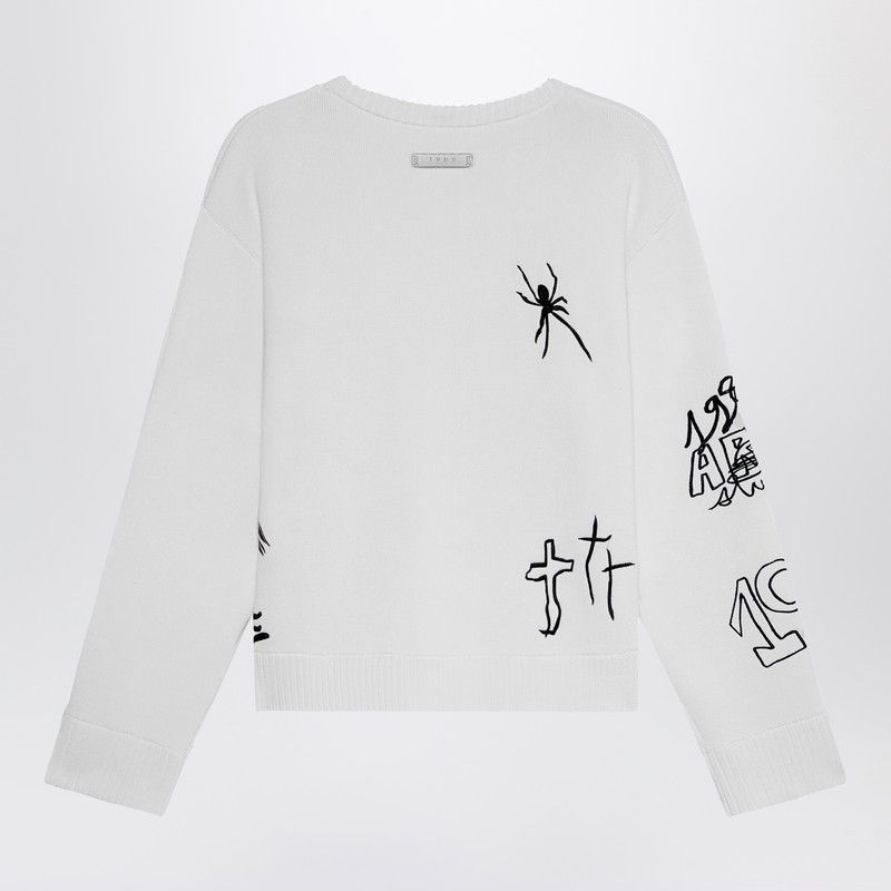 1989 STUDIO 1989 Studio Embroidery Crop Knit Round Neck White Size US S / EU 44-46 / 1 - 2 Thumbnail