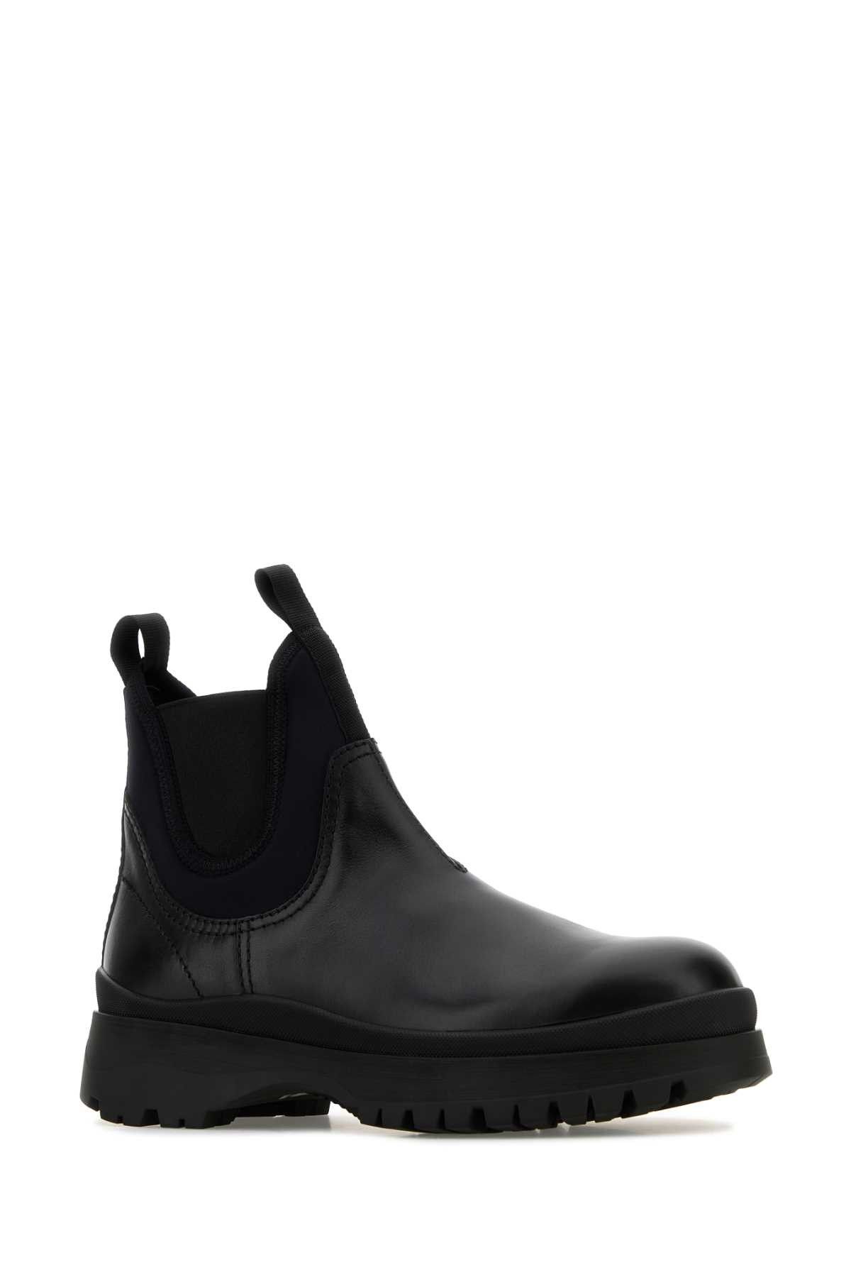 Prada Black Leather Ankle Boots Size US 7 / EU 40 - 2 Thumbnail