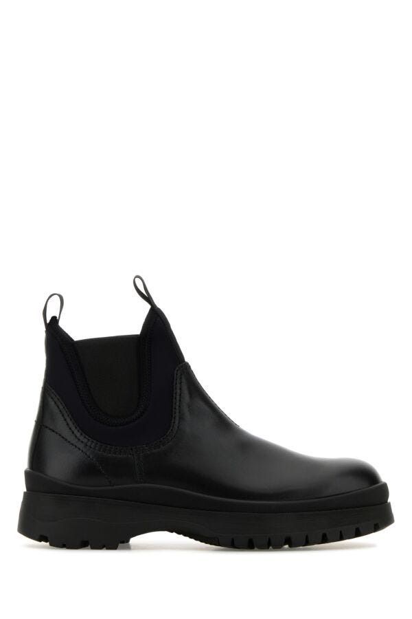 Prada Black Leather Ankle Boots Size US 7 / EU 40 - 3 Thumbnail
