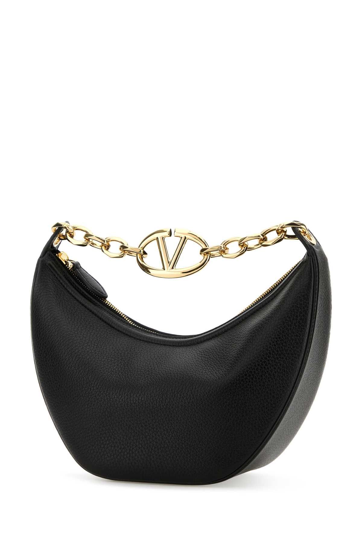 Valentino Black Leather Small Hobo Vlogo Moon Handbag Size ONE SIZE - 2 Thumbnail