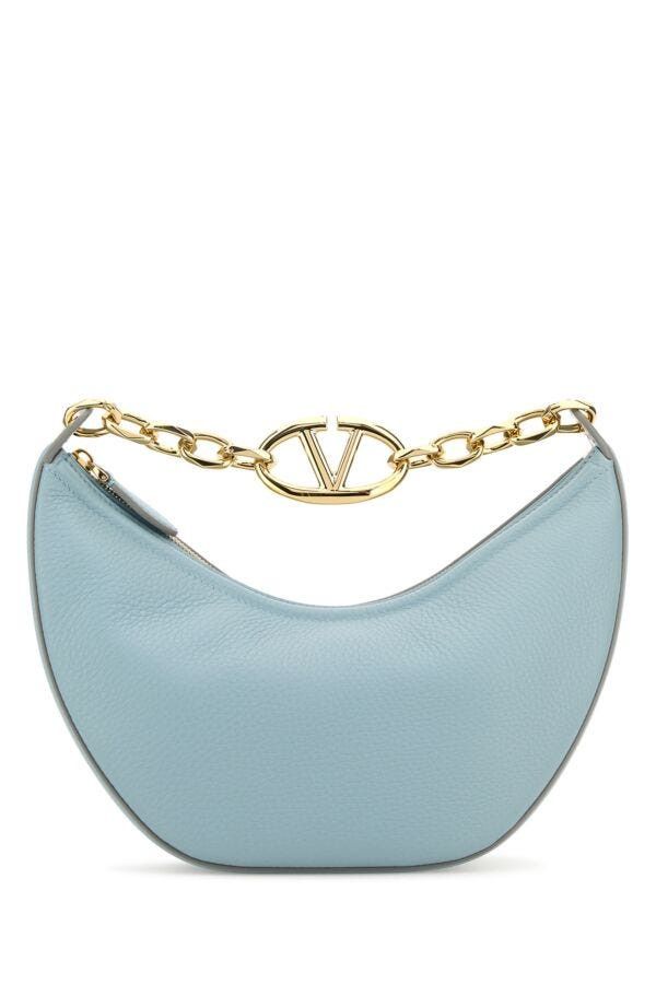 Valentino Light Blue Leather Small Hobo Vlogo Moon Handbag Size ONE SIZE - 3 Thumbnail