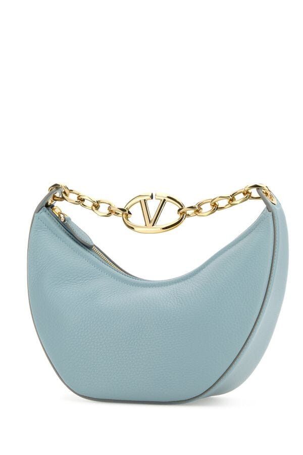 Valentino Light Blue Leather Small Hobo Vlogo Moon Handbag Size ONE SIZE - 4 Thumbnail