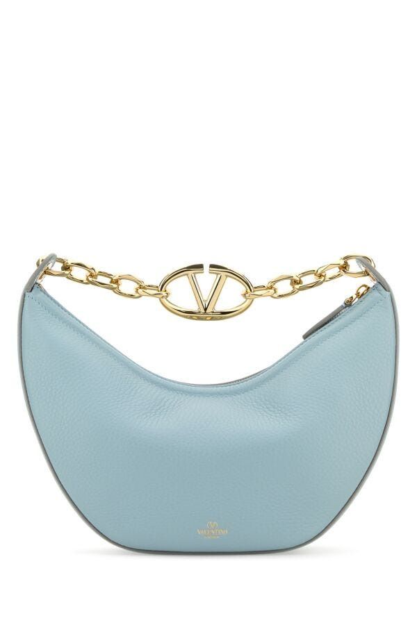 Valentino Light Blue Leather Small Hobo Vlogo Moon Handbag Size ONE SIZE - 5 Thumbnail