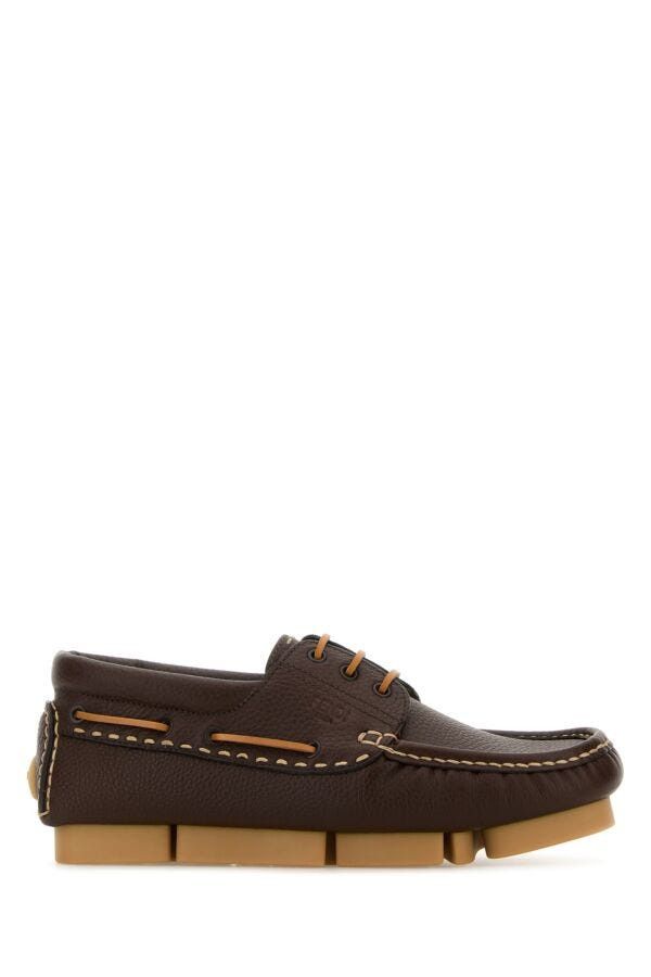 Fendi Chocolate Leather Fendi Deck Loafers Size US 8 / EU 41 - 3 Thumbnail