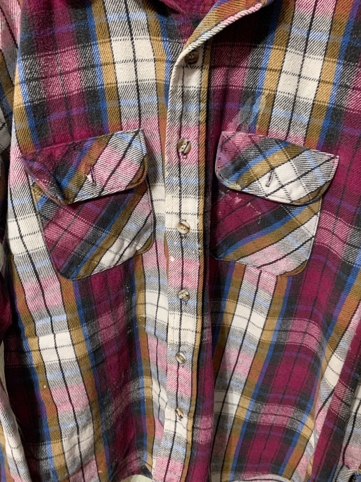 Vintage Vintage Flannel 1980s Five Brother Paint Distressed Flannel Shirt Size US L / EU 52-54 / 3 - 2 Thumbnail