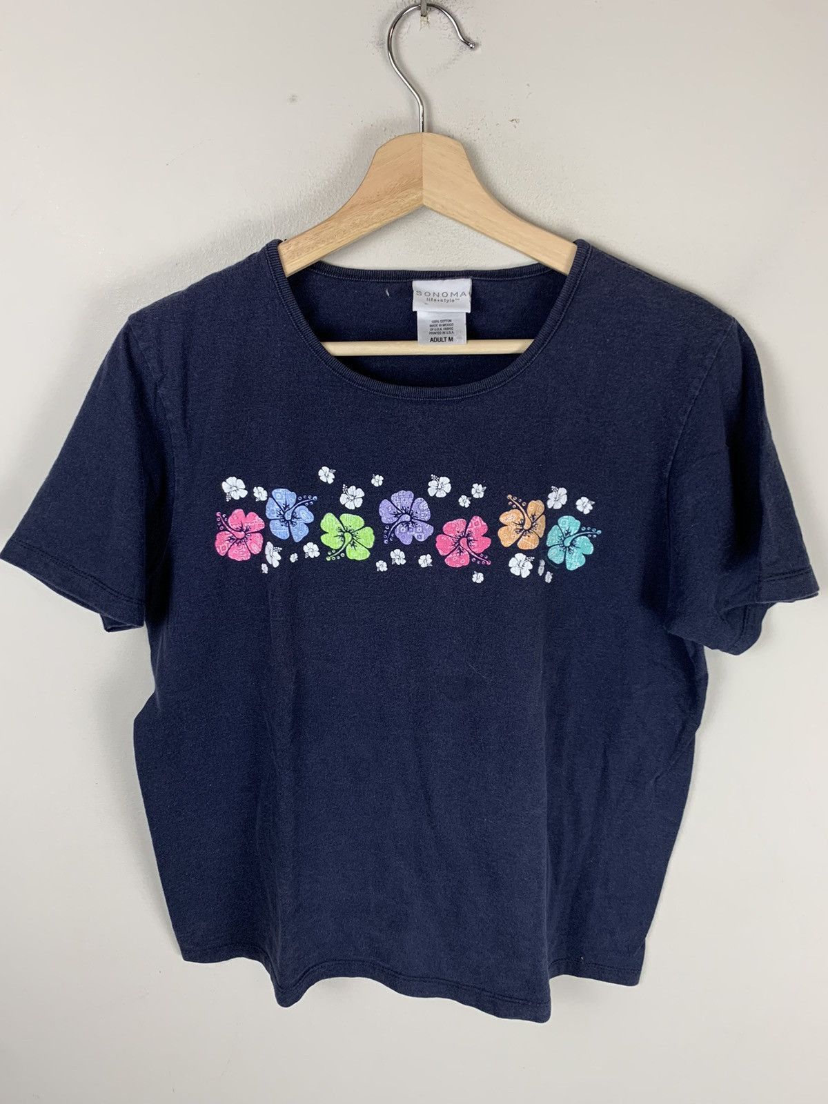 Vintage Vintage Hibiscus Spring Rainbow Floral Tee Size US XS / EU 42 / 0 - 2 Thumbnail