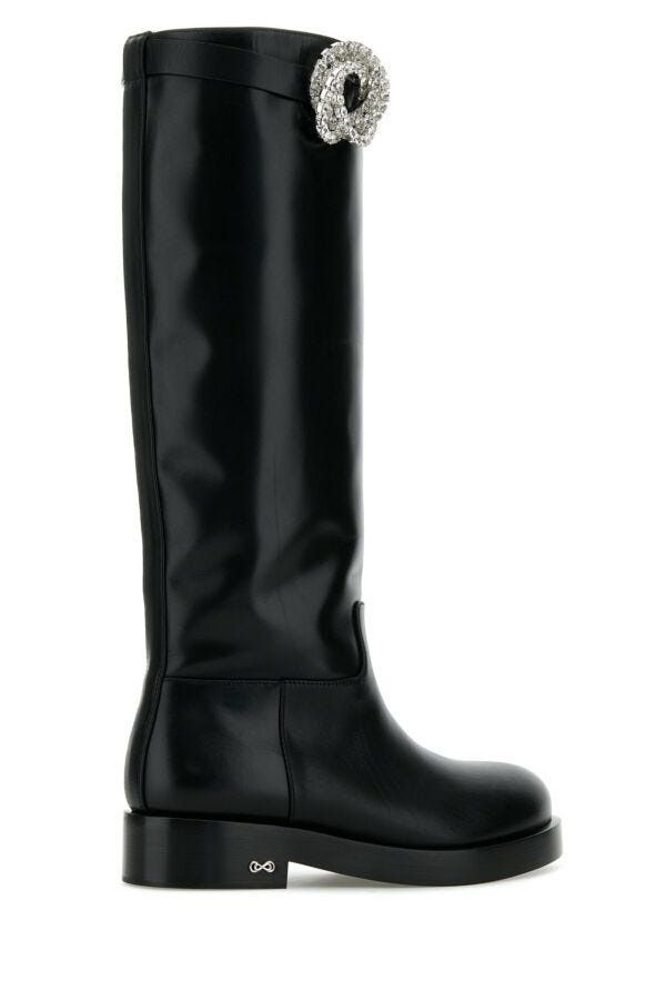 MACH & MACH Black Leather Galaxy Riding Boots Size US 7 / IT 37 - 5 Thumbnail