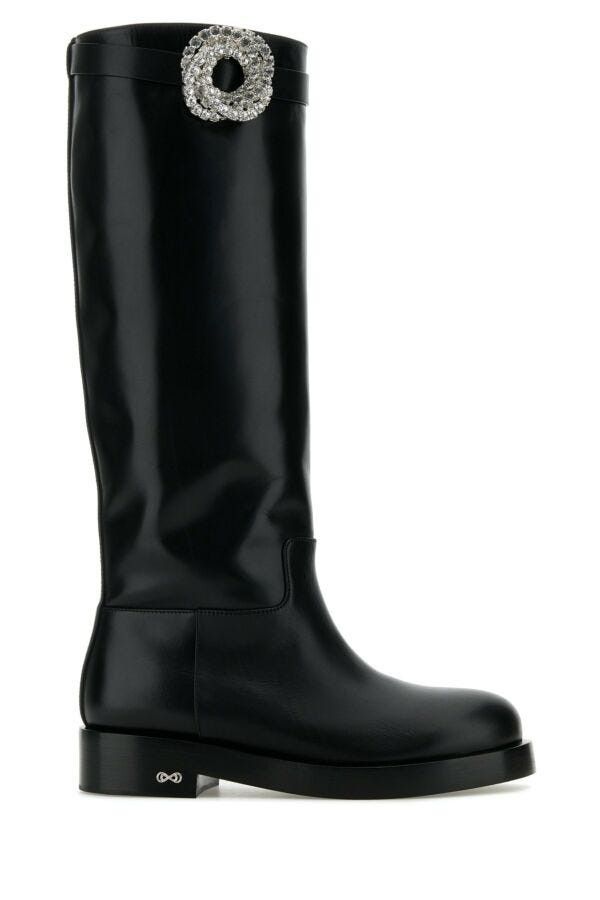 MACH & MACH Black Leather Galaxy Riding Boots Size US 9 / IT 39 - 3 Thumbnail