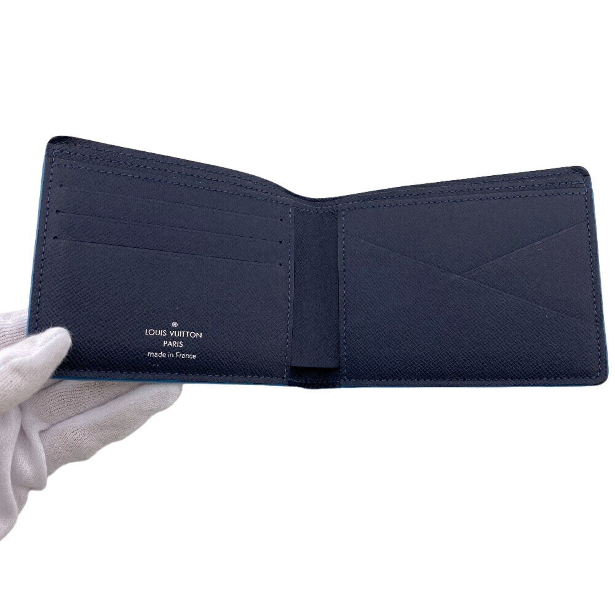 Louis Vuitton LOUIS VUITTON M30381 Portefeuille Multiple Taiga Billfold Navy Men's Size ONE SIZE - 7 Thumbnail