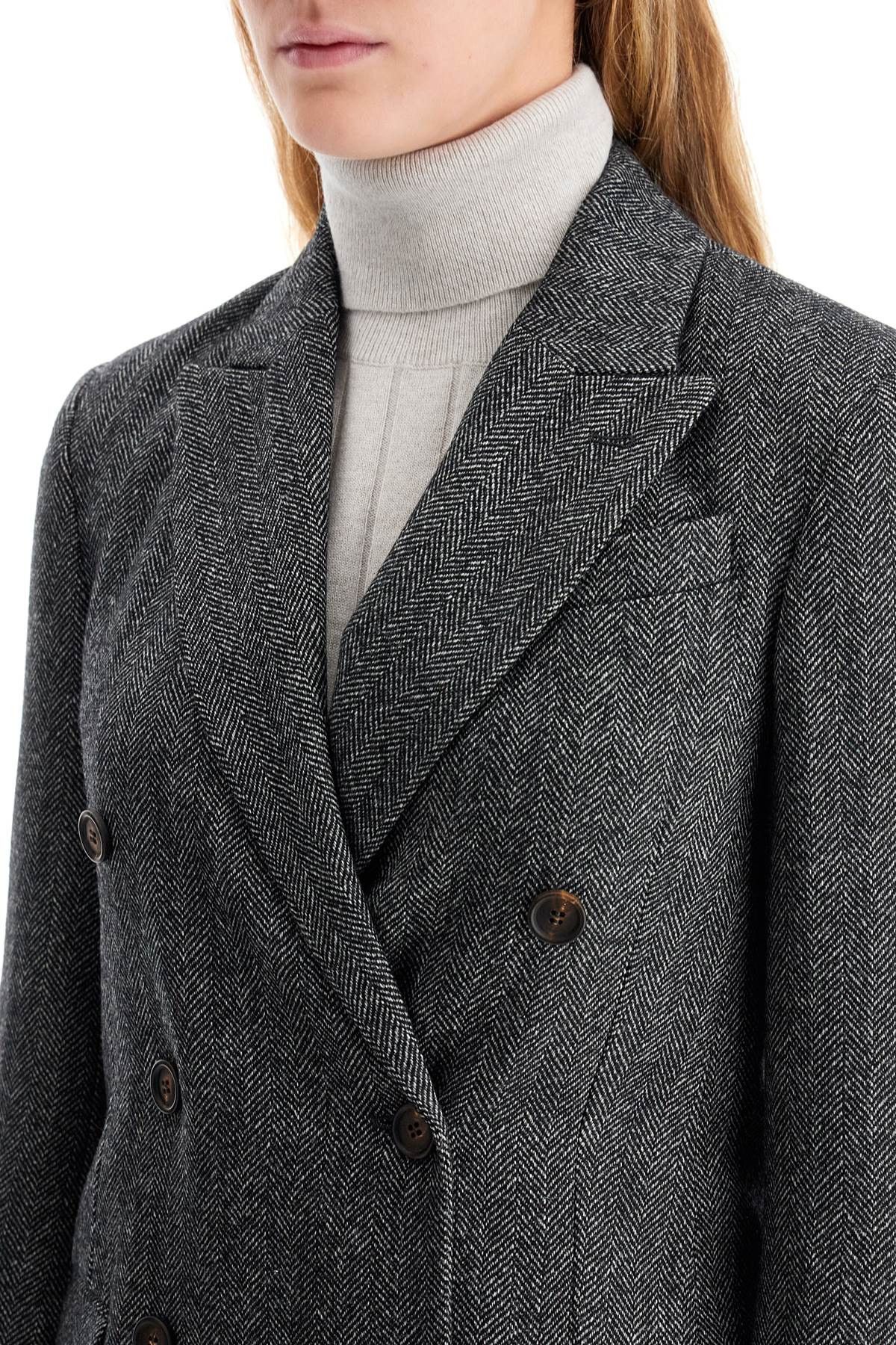 Brunello Cucinelli BRUNELLO CUCINELLI "Chevron Wool Carded Techno Jacket" Size XS / US 0-2 / IT 36-38 - 4 Thumbnail