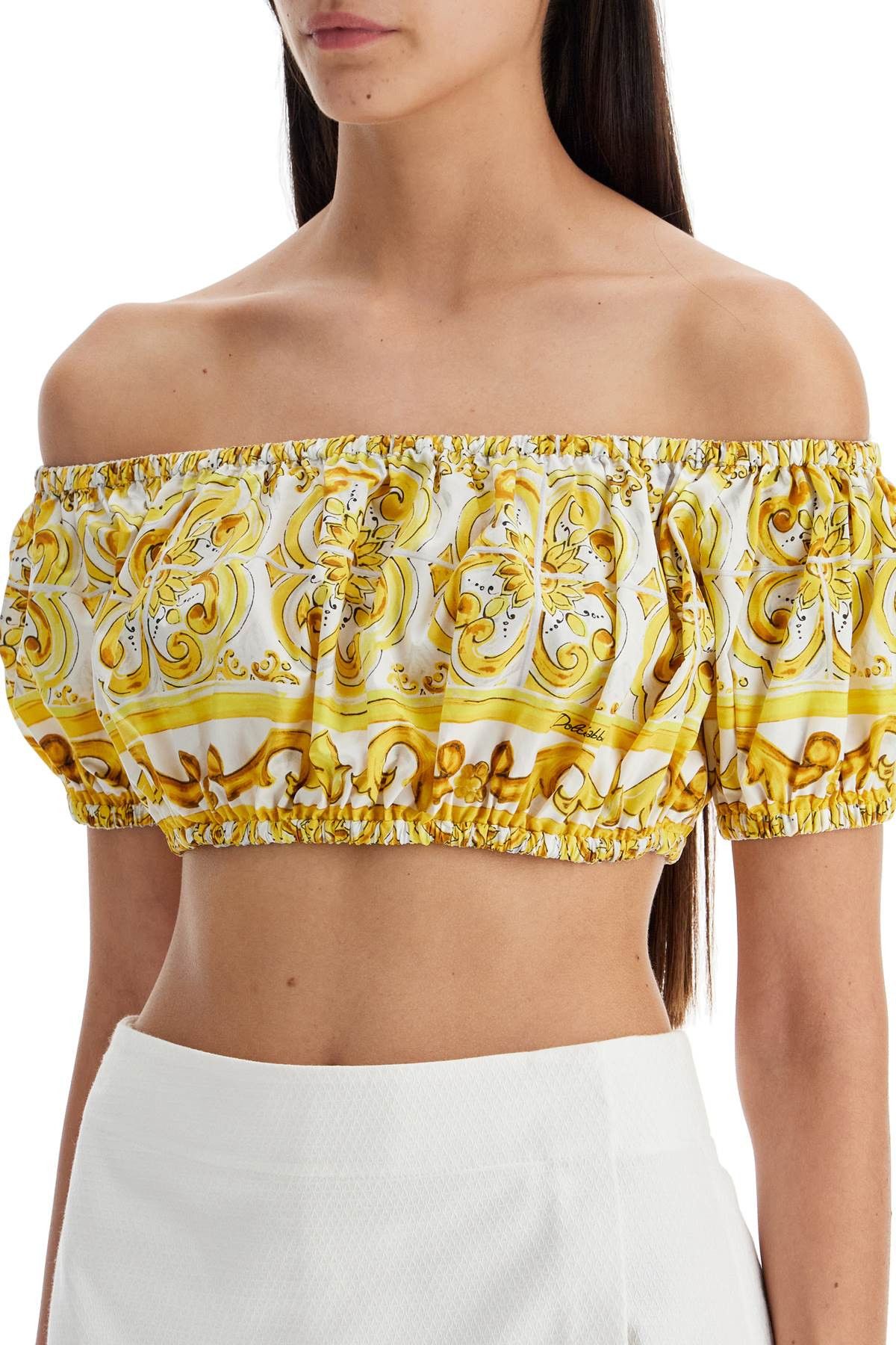 Dolce & Gabbana DOLCE & GABBANA Maiolica Print Poplin Crop Size S / US 4 / IT 40 - 4 Thumbnail