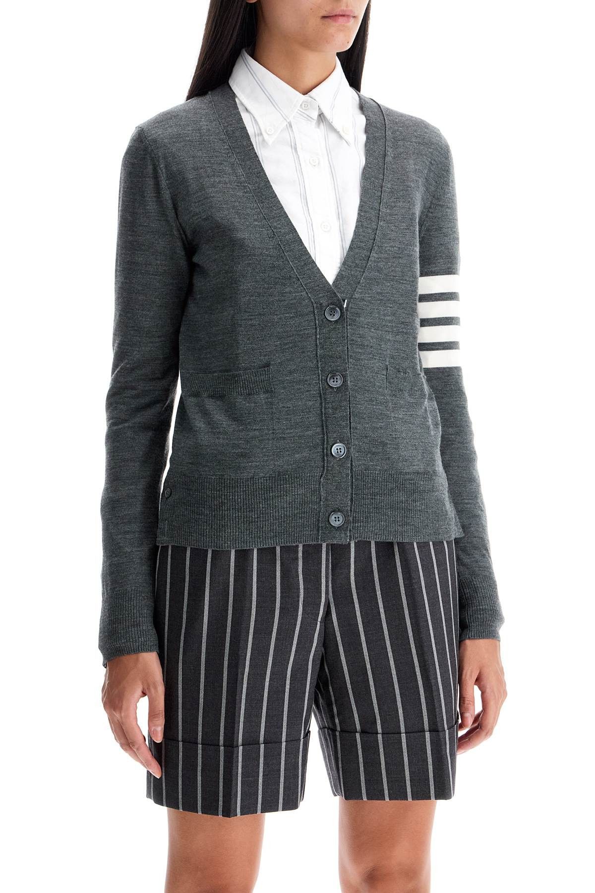 Thom Browne THOM BROWNE 4-Bar Wool Melange Cardigan Size XS / US 0-2 / IT 36-38 - 2 Thumbnail